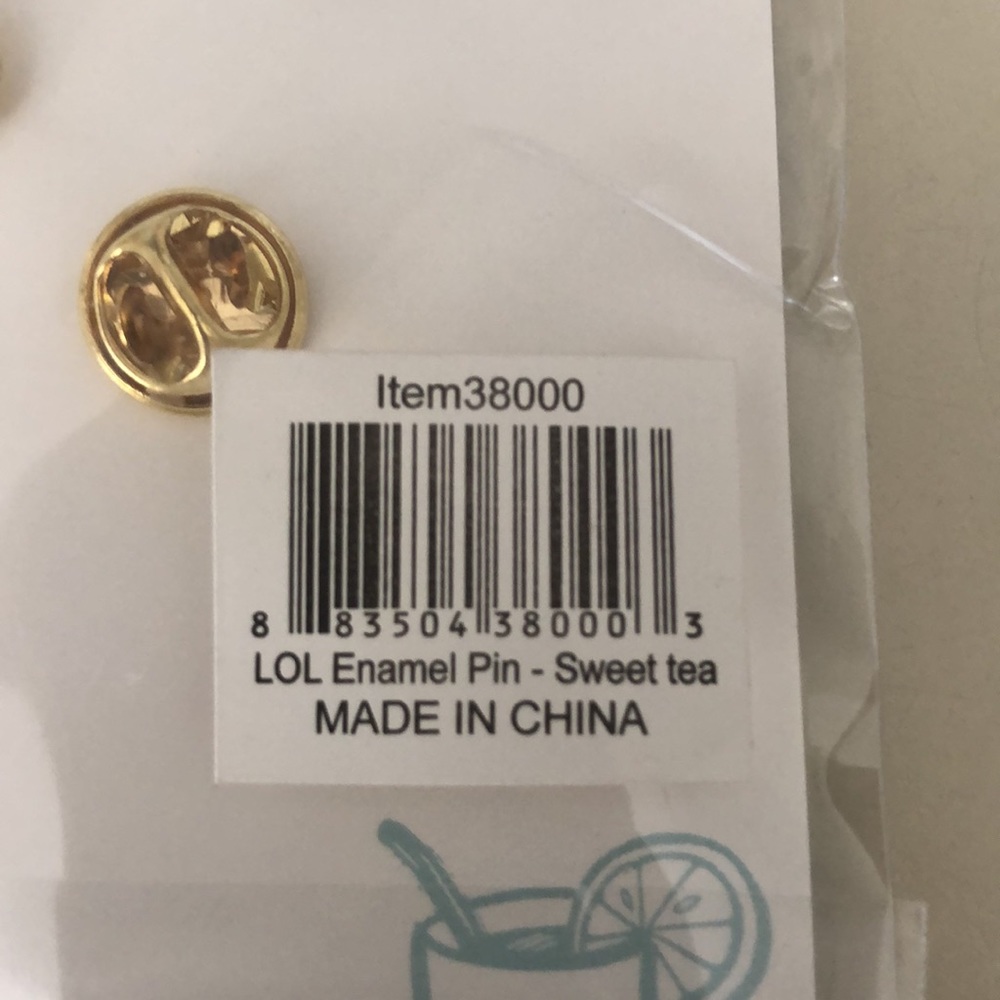 Enamel Pin by KathyLOL “Raised on Sweet Tea and Sunshine” NWOT - Picture 3 of 3